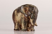 Royal Copenhagen
Elefant fremstillet af grålig stentøjsmasse
dekoreret med sung glasur med undermaling
Model nr. 20198
Sign monogram for Knud Kyhn
med utydelig stempel fra perioden 1894-1923
Højde 19 cm
Længde 22 cm
1 sortering
fin stand uden skår eller rep.
emne nr:
323769 Royal Copenhagen
Elefant fremstillet af grålig stentøjsmasse
dekoreret med sung glasur med undermaling
Model nr. 20198
Sign monogram for Knud Kyhn
med utydelig stempel fra perioden 1894-1923
Højde 19 cm
Længde 22 cm
1 sortering
fin stand uden skår eller rep.
emne nr:
323769