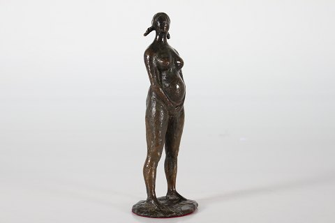 Ib Braun BronzeFigur af nøgen gravid kvinde